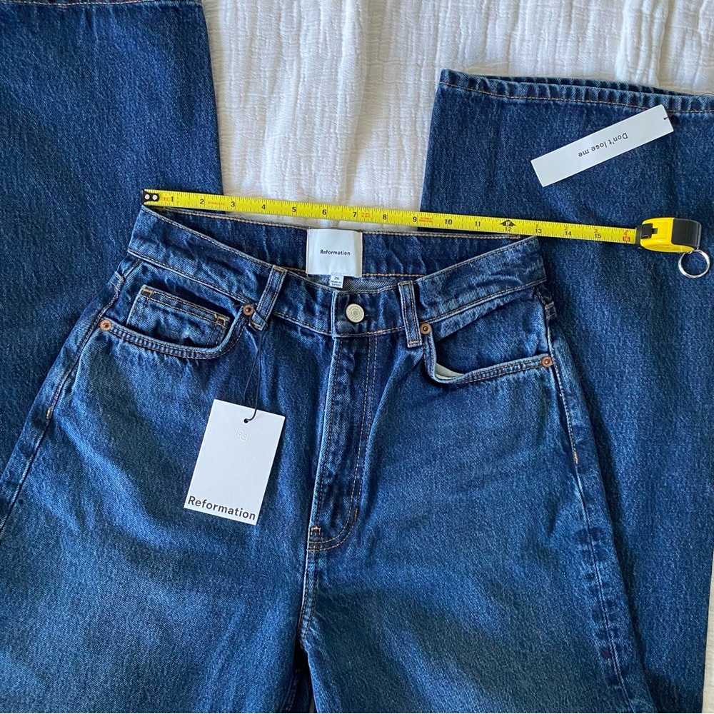 NEW Reformation Wes High Rise Wide Leg Jeans Mille  31” Dark Blue Sz 26 - Picture 9 of 13